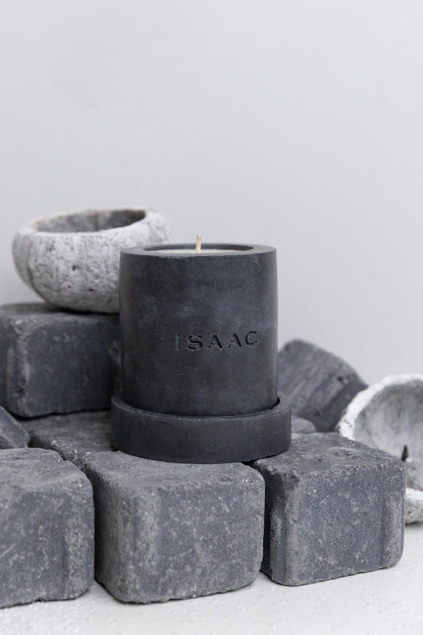 ISAAC 1289: Elements collection. Black MOON Concrete Candle and Tray set on coals 
